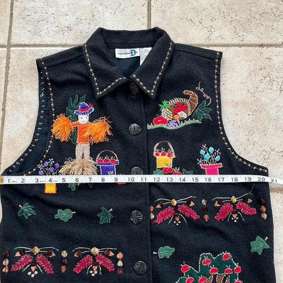 🍁Vintage Paul Harris Design Embroidered Fall/Harvest Themed Vest Size L EUC 🍁 - Picture 15 of 15